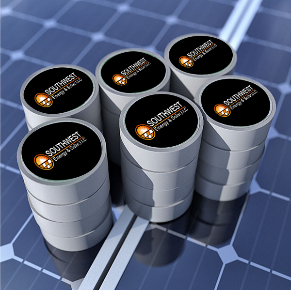 GS Membrane Shield cylindrical containers on solar panel background